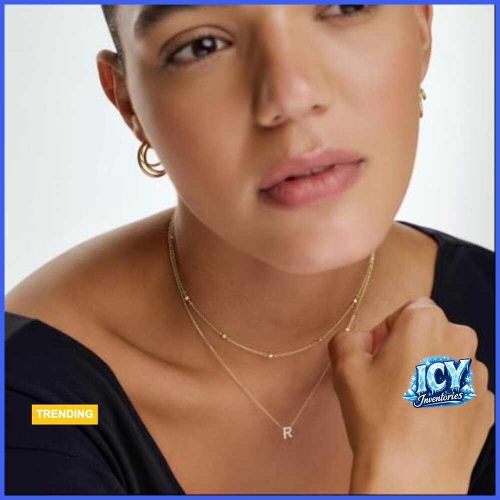 14k Solid Gold Diamond Initial Necklace, Adjustab… - image 4